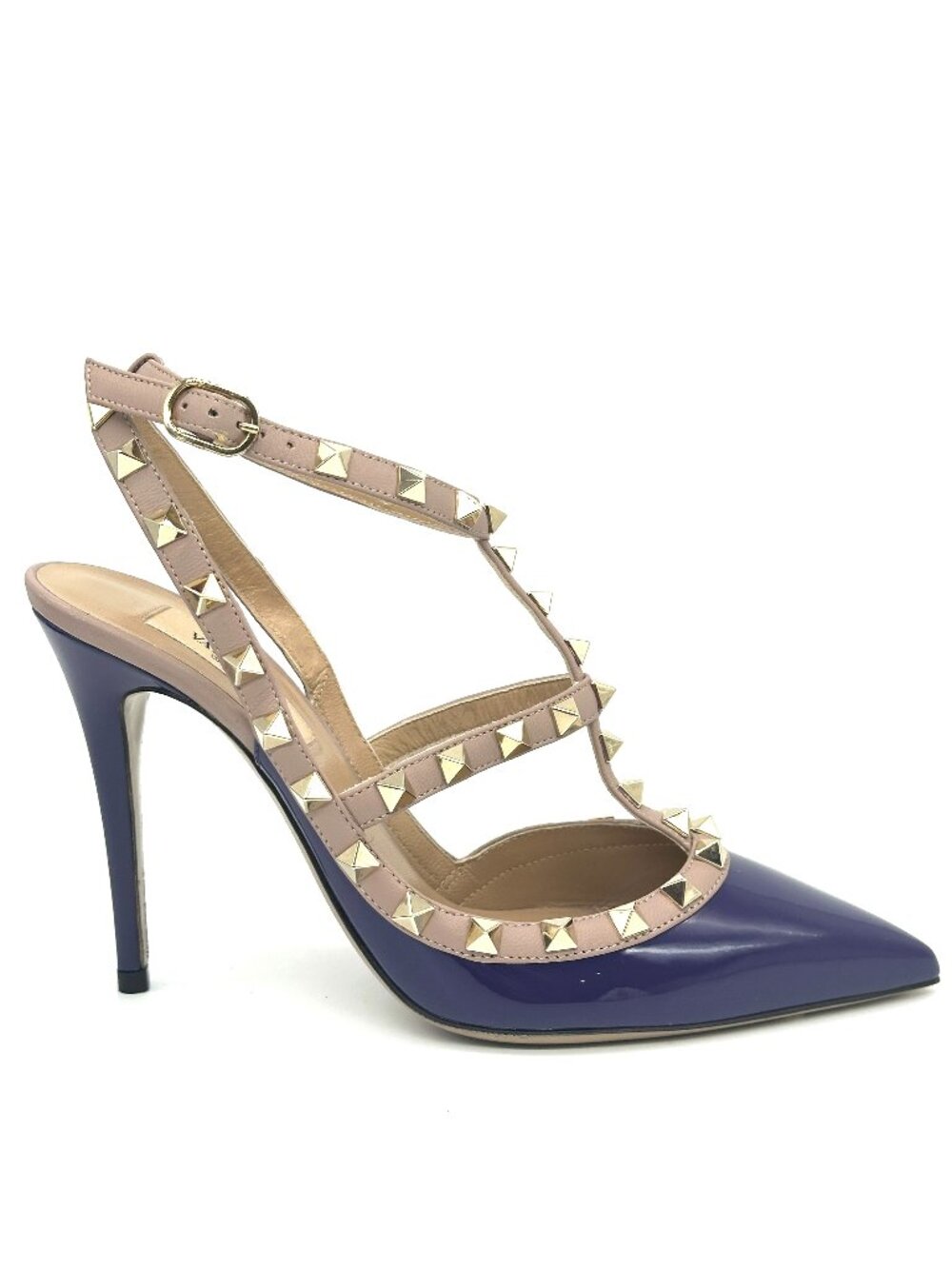 Valentino Rockstud Studded Patent Leather Strappy Caged Sandals Heels Shoes